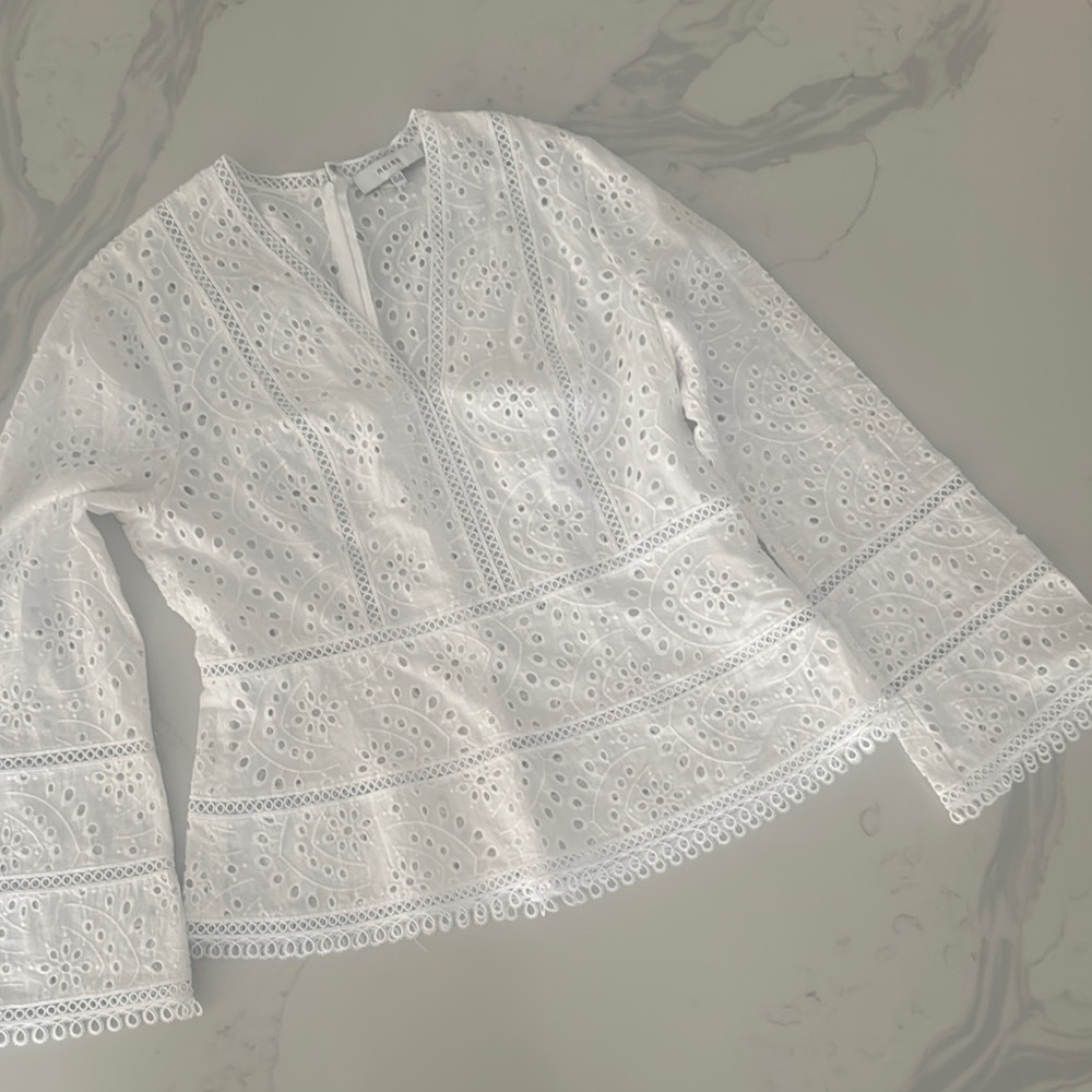 Reiss White Eyelet Lace Women's Top